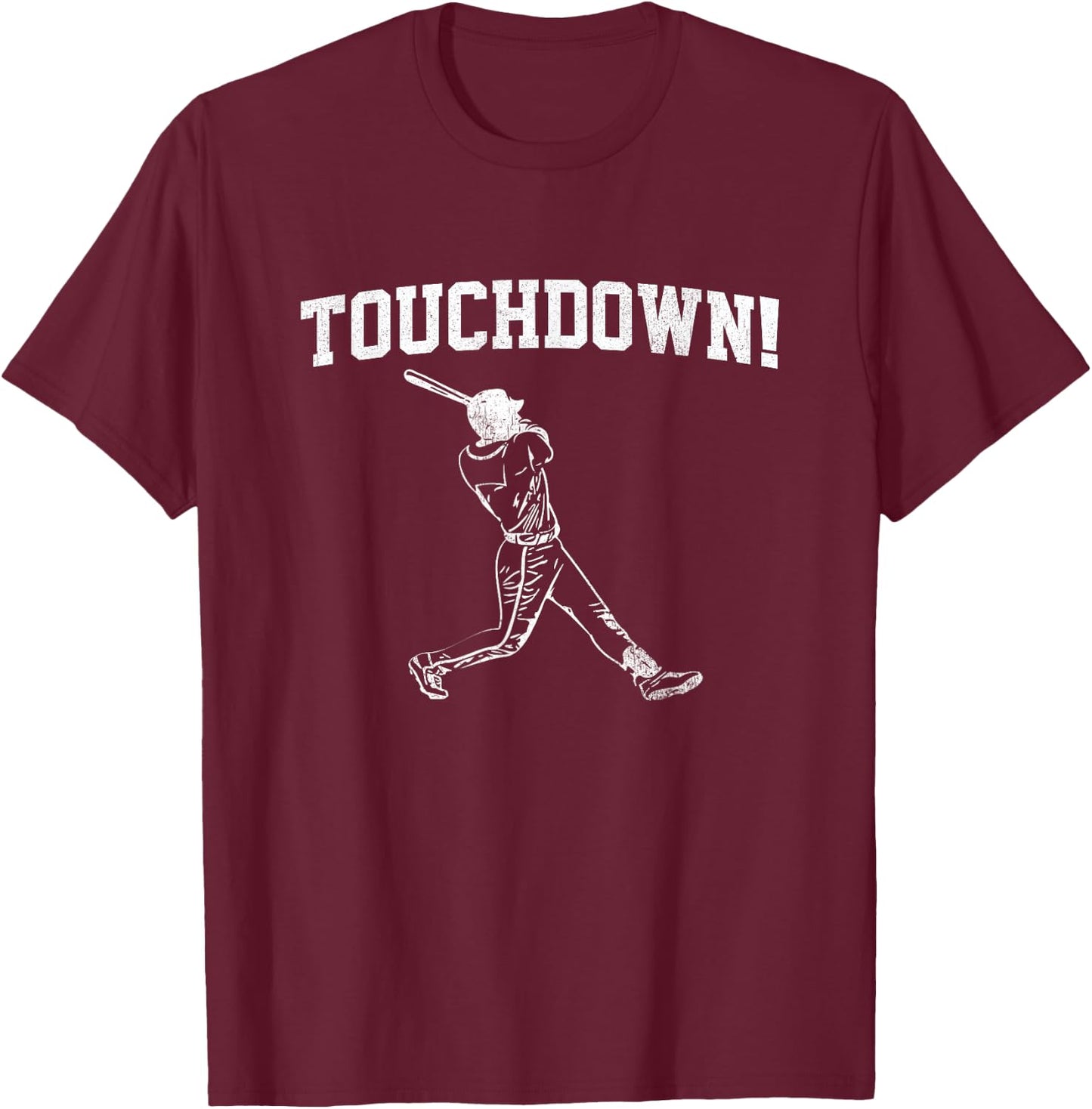 Touchdown Home Run Funny Baseball Football Mashup Sports T-Shirt - T-Shirt | Maroon