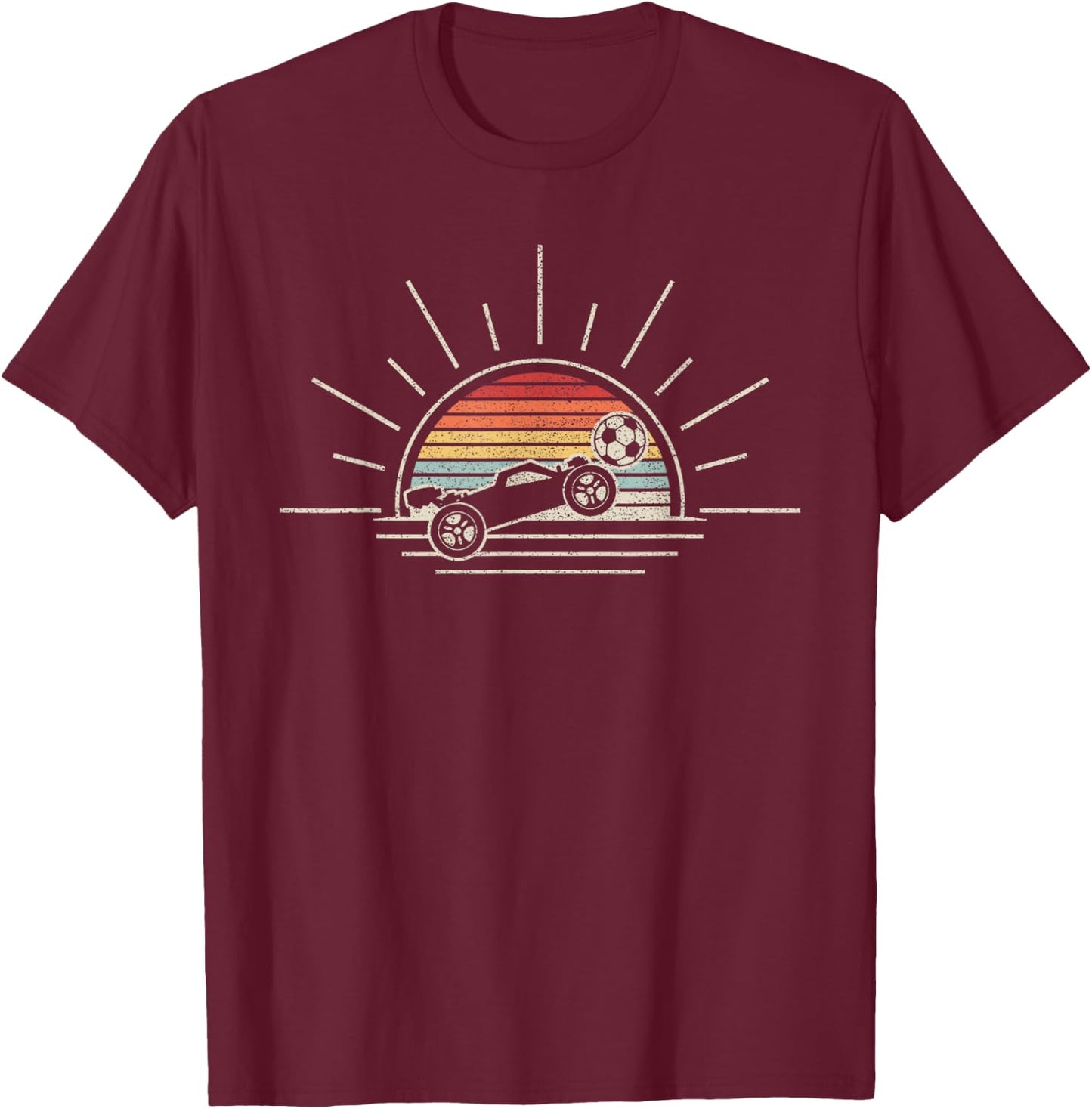 Retro Vintage Rocket Soccer Car T-Shirt - T-Shirt | Maroon