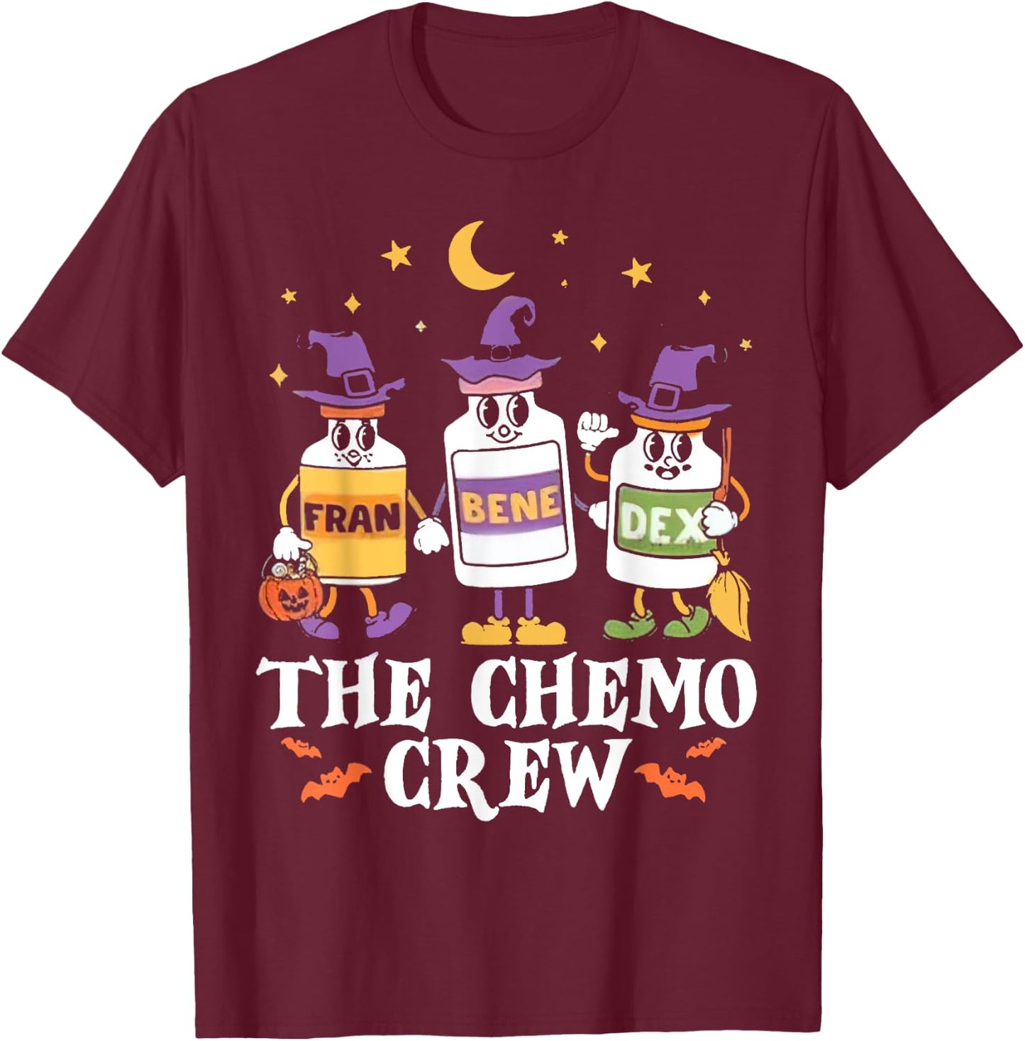 Oncology Nurse Halloween, Nurse Squad Chemo Spooky Nurse Icu T-Shirt - T-Shirt | Maroon