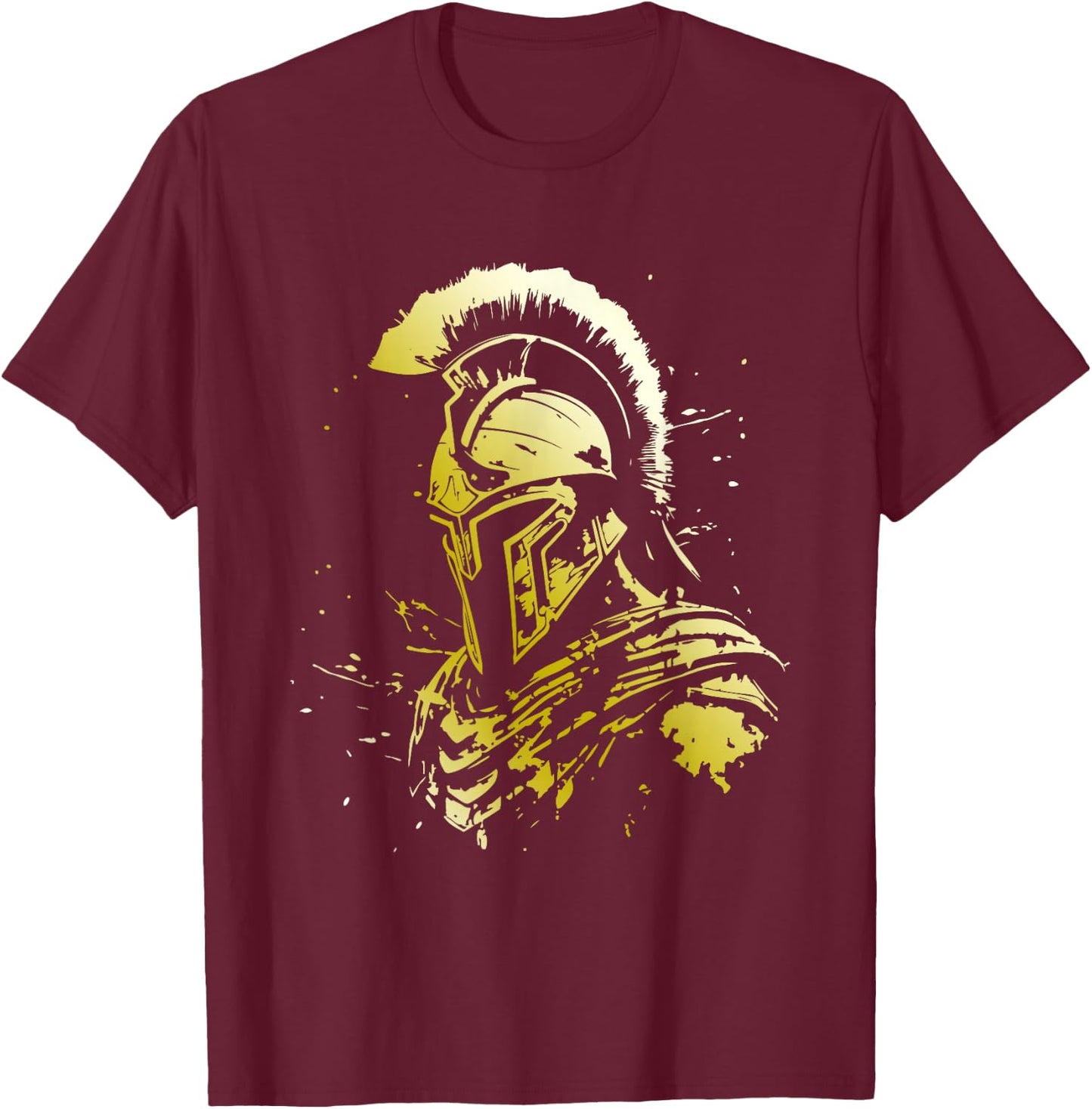 Ancient Golden Spartan Helmet Gym Gladiator Sparta T-Shirt - T-Shirt | Maroon