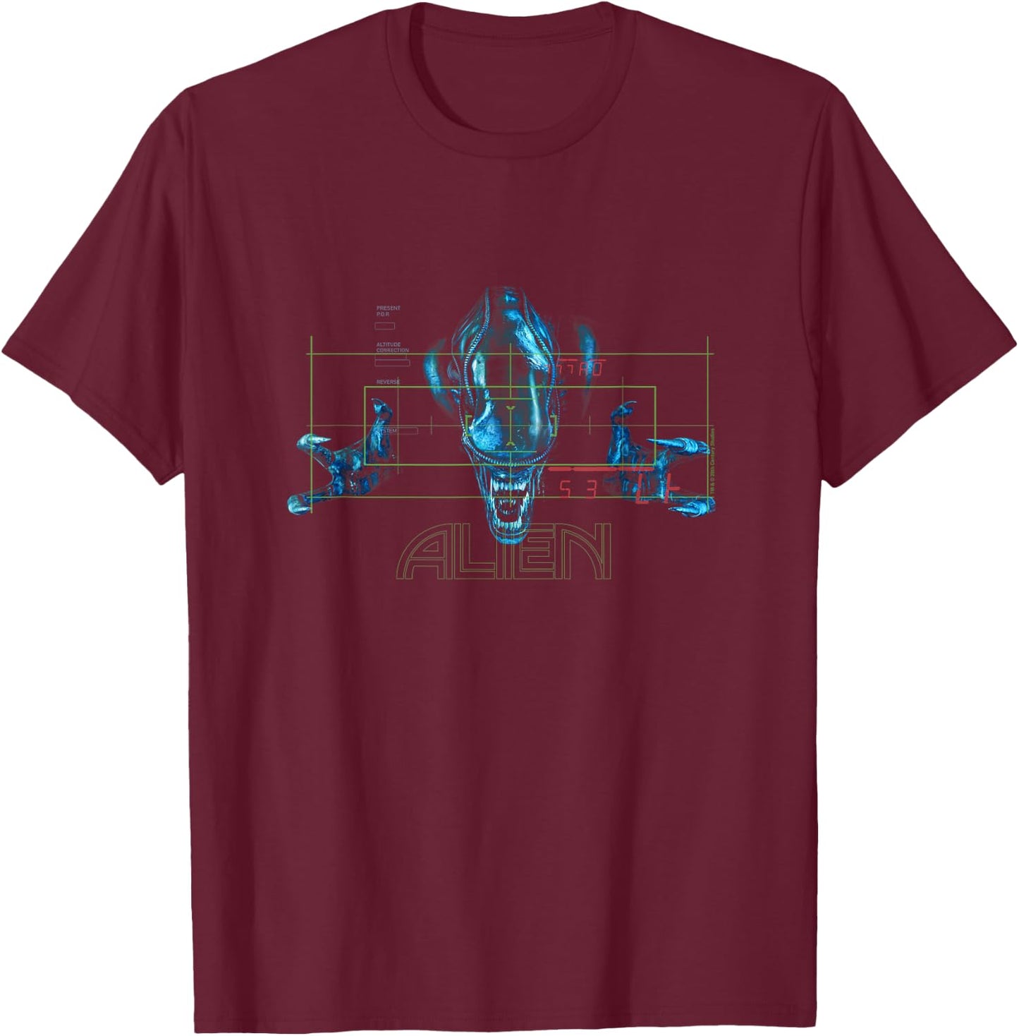 Aliens Iconic Dangerous Xenomorph Target Big Chest Poster T-Shirt - T-Shirt | Maroon