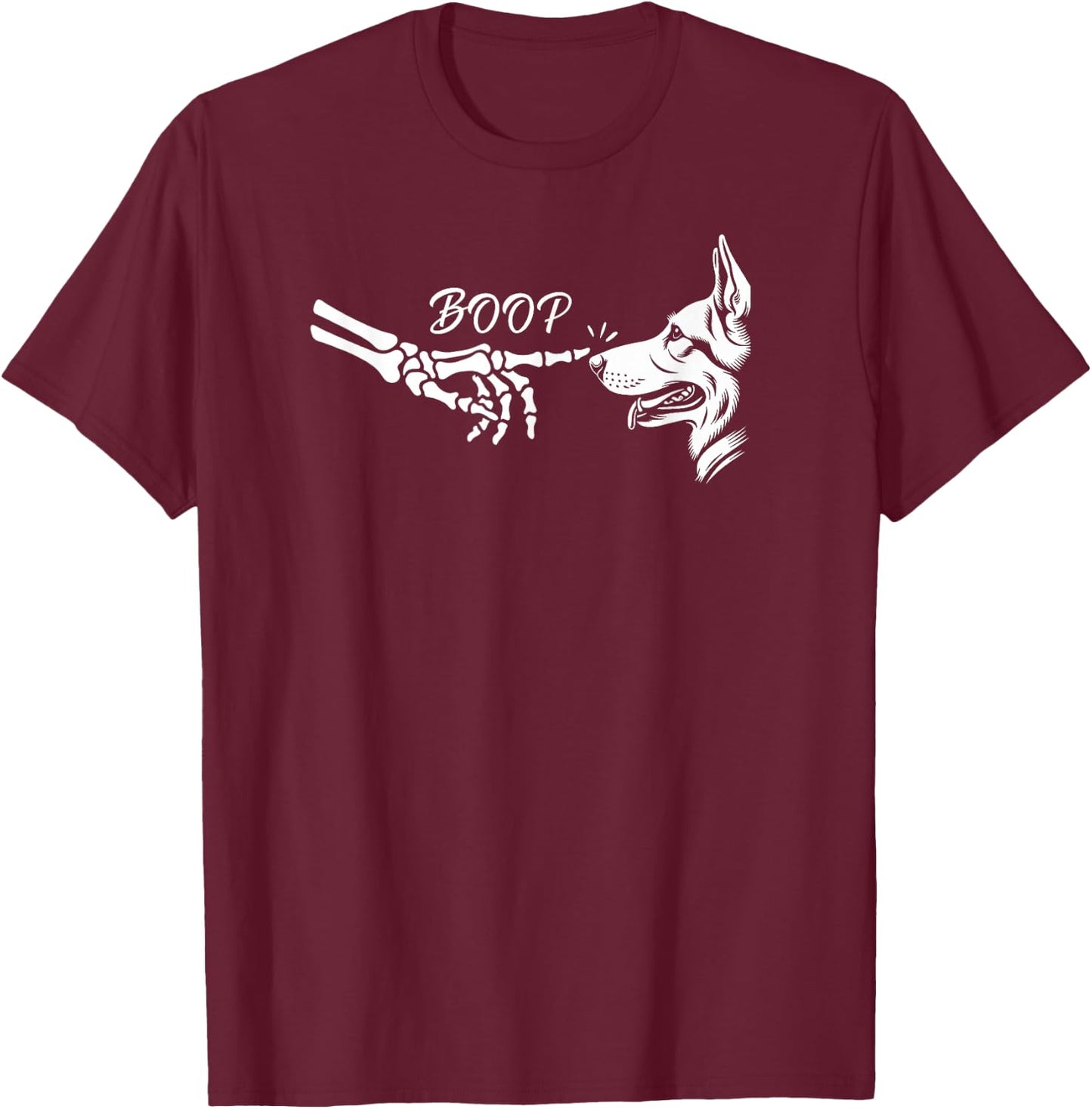 German Shepherd Skeleton Hand Boop Halloween Pet Women Girls T-Shirt - T-Shirt | Maroon