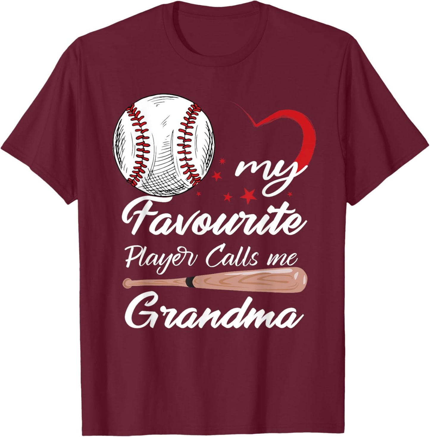 My Favorite Player Calls Me Grandma Baseball Women T-Shirt - T-Shirt | Maroon