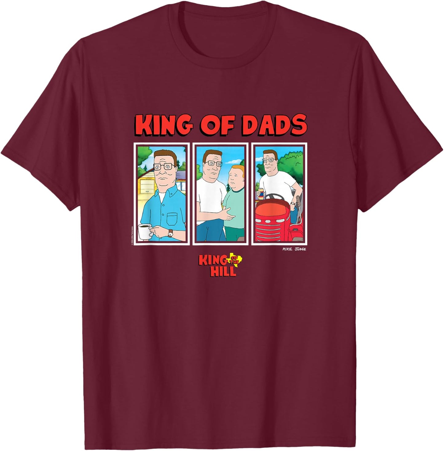 King Of The Hill Father's Day King Of Dads Big Chest Panels T-Shirt - T-Shirt | Maroon