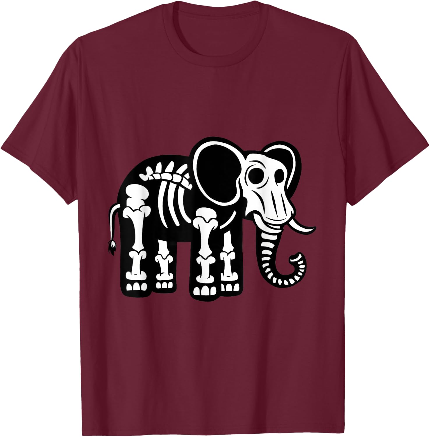 Cute Halloween Elephant Skeleton Animal Fossils Archeologist T-Shirt - T-Shirt | Maroon
