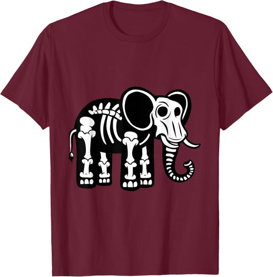 Cute Halloween Elephant Skeleton Animal Fossils Archeologist T-Shirt - T-Shirt | Maroon