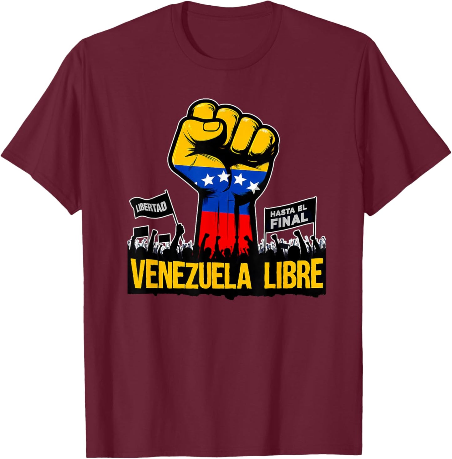 2025 Venezuela Libre Bandera de Venezuela Venezolano T-Shirt - T-Shirt | Maroon