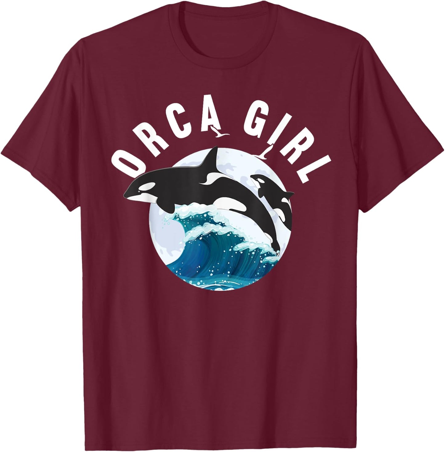 Orca Girl Wild Whale Family Sea Animal Wildlife Boys & Girls T-Shirt - T-Shirt | Maroon