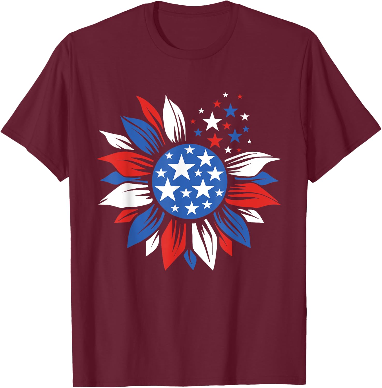America Sunflower 4th Of July Patriotic American 4th Of July T-Shirt - T-Shirt | Maroon