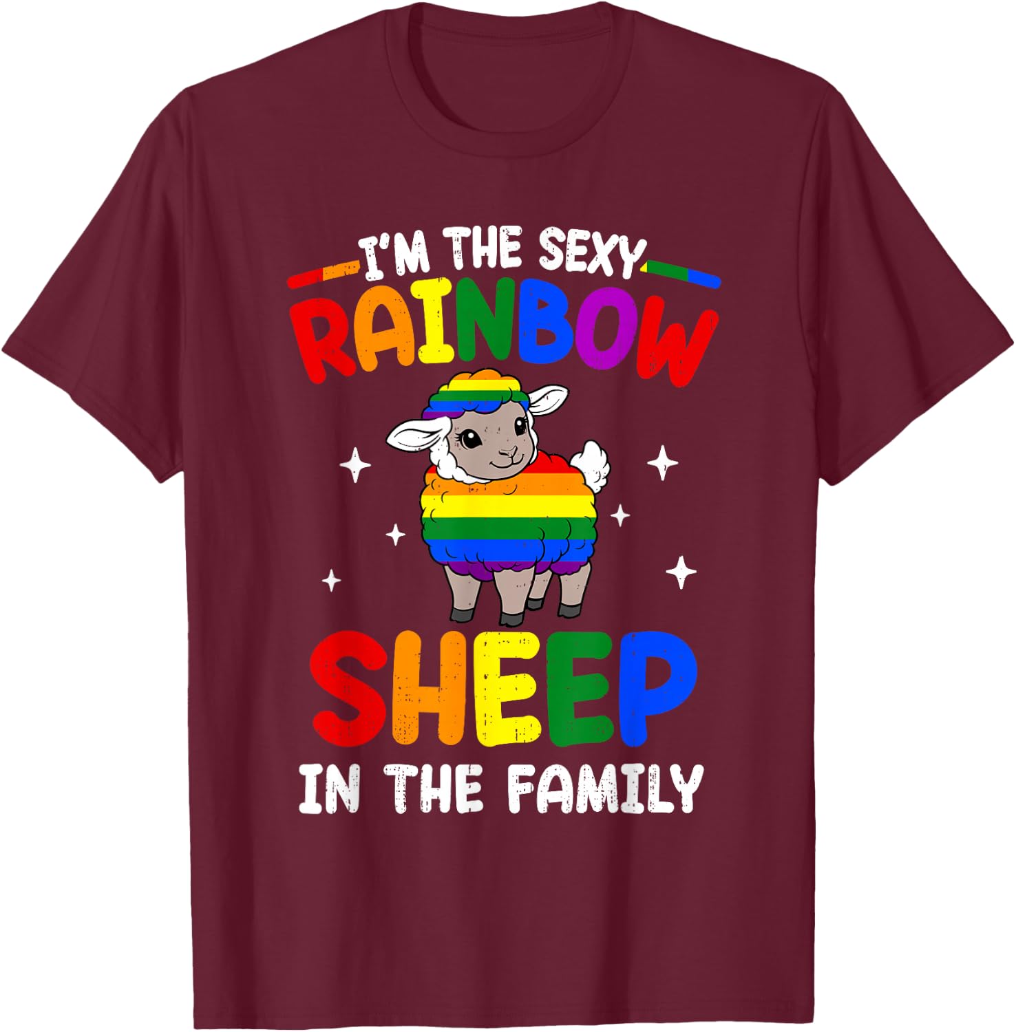 Rainbow Sheep in Family LGBT Gay Lesbian Pride Ally Women T-Shirt - T-Shirt | Maroon