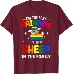 Rainbow Sheep in Family LGBT Gay Lesbian Pride Ally Women T-Shirt - T-Shirt | Maroon