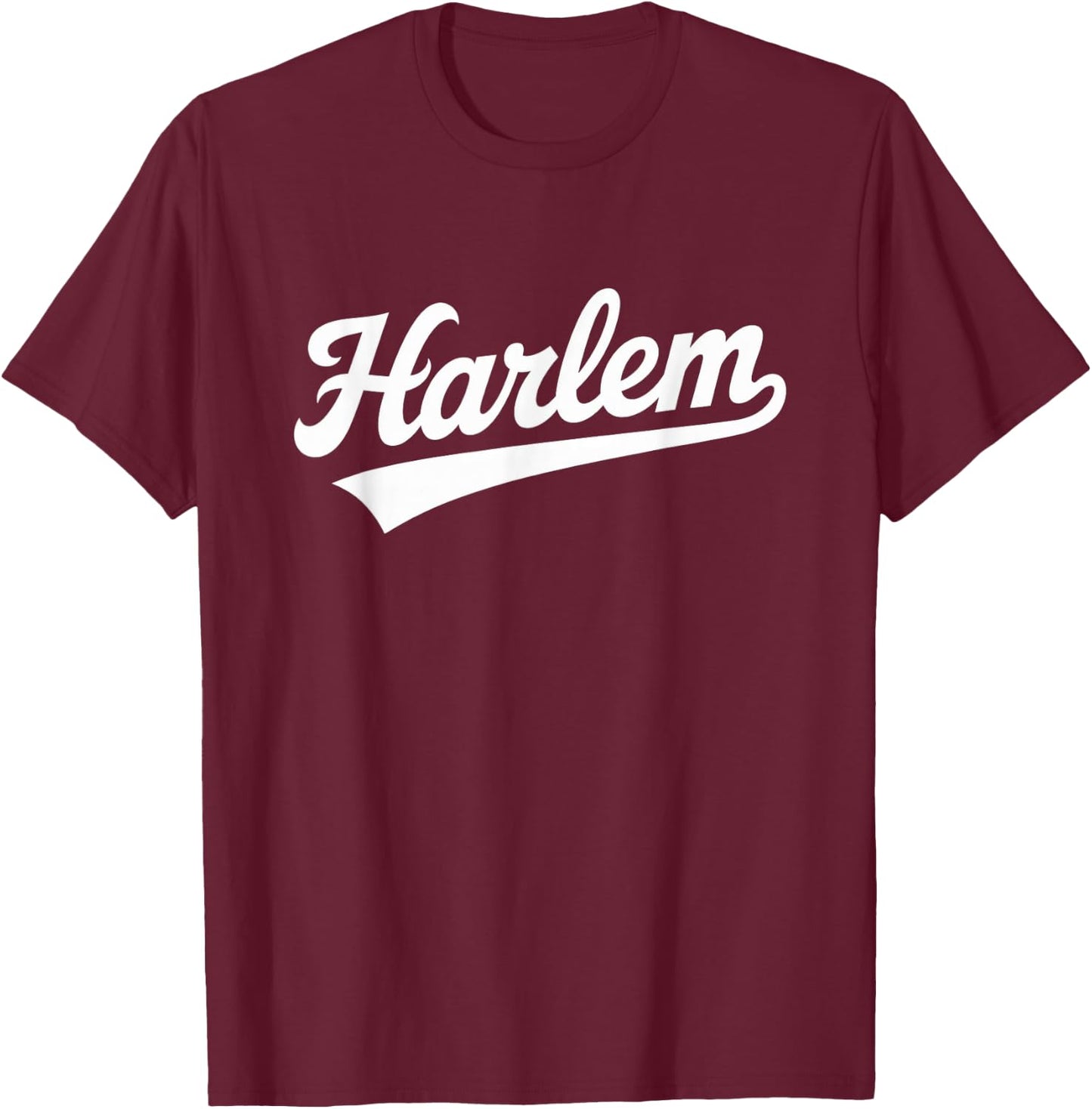 Harlem New York City Classic Script Font Design T-Shirt - T-Shirt | Maroon