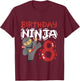 Birthday Ninja 8 Years Old Karate Kids 8th Birthday Boys T-Shirt - T-Shirt | Maroon