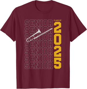 Class of 2025 Senior Trombone for Trombonist T-Shirt - T-Shirt | Maroon