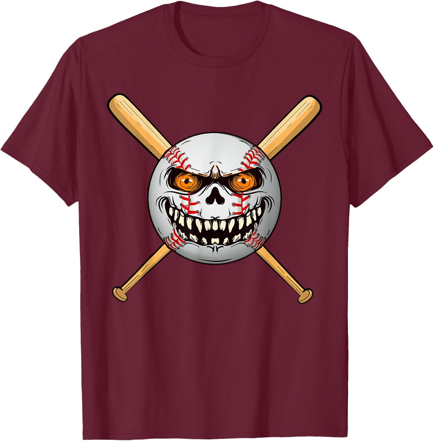 Spooky Baseball bats player Halloween Pumpkin Costume T-Shirt - T-Shirt | Maroon