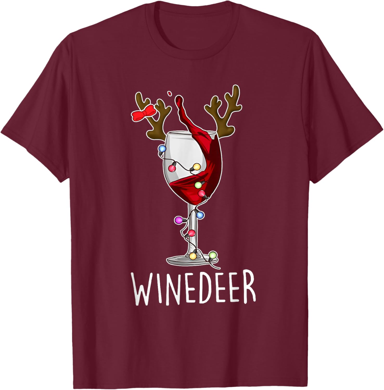 Reinbeer Winedeer Beer Wine Reindeer Christmas Xmas Couples T-Shirt - T-Shirt | Maroon