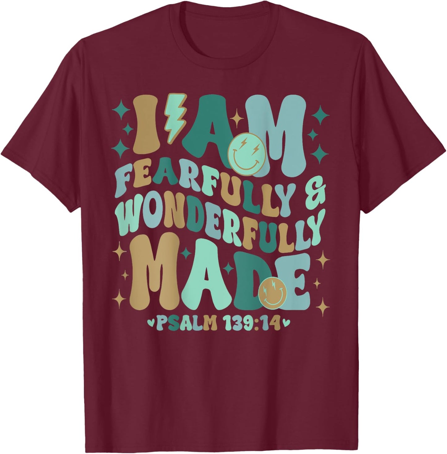 I am Fearfully & Wonderfully Made Retro T-Shirt - T-Shirt | Maroon