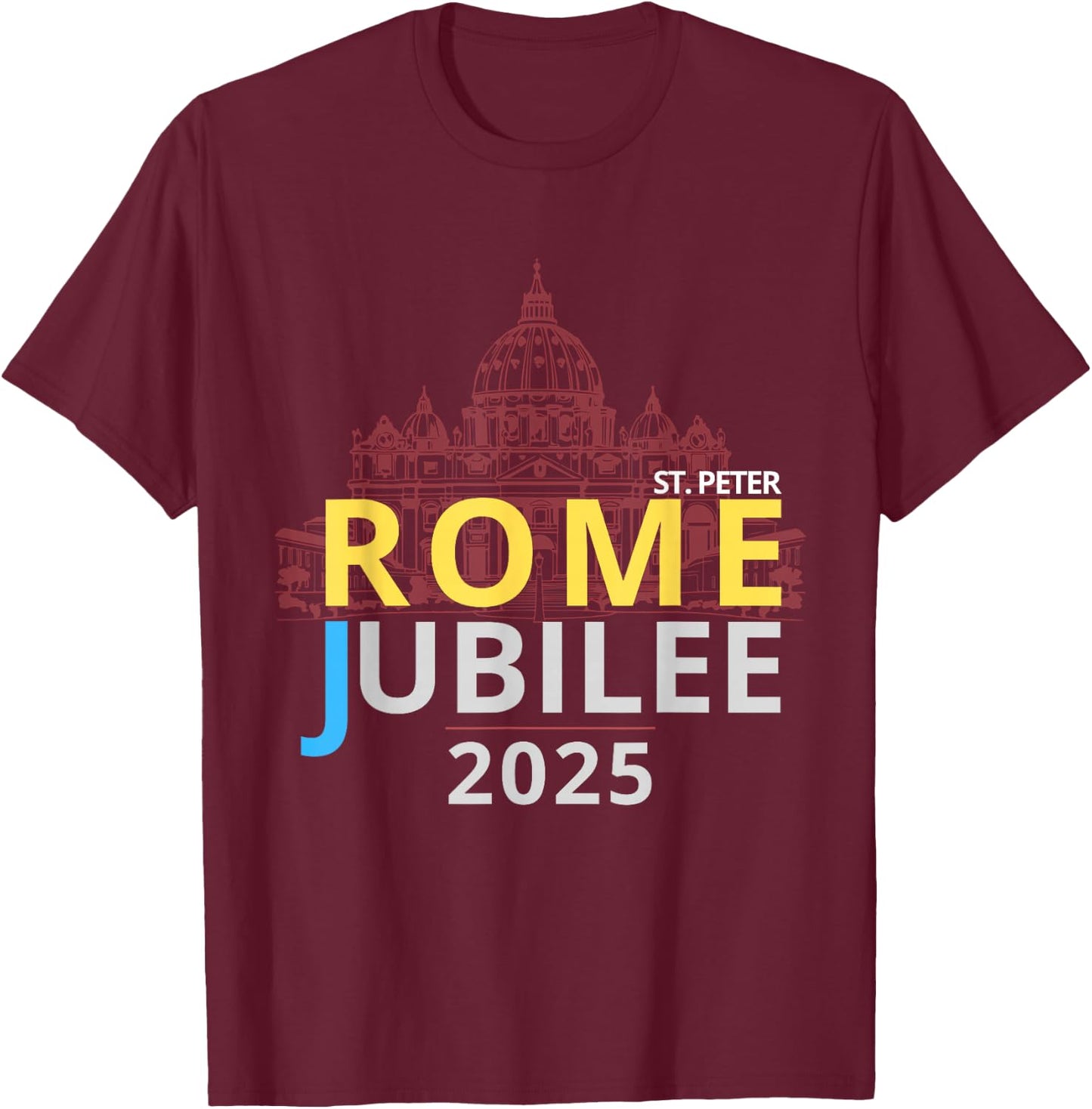 Rome Jubilee 2025 - St. Peter's Square T-Shirt - T-Shirt | Maroon