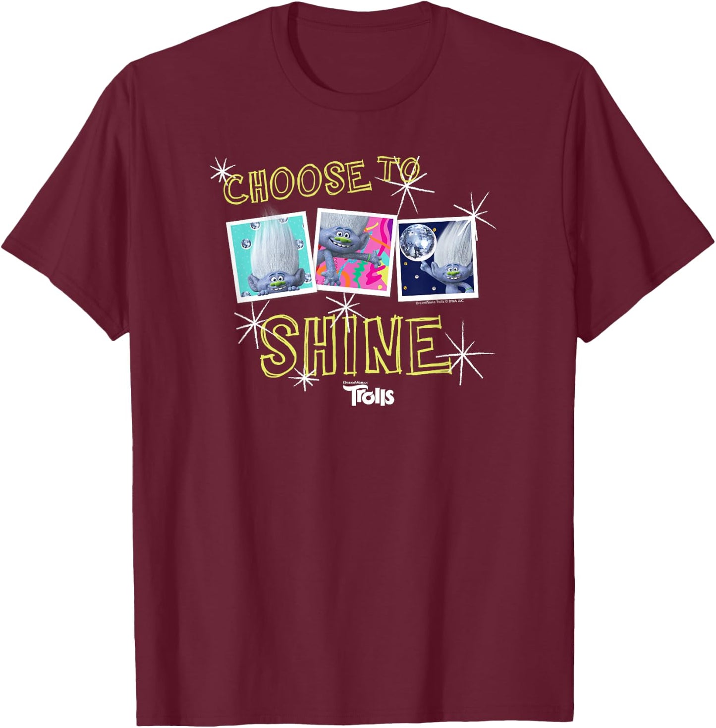 DreamWorks Trolls Tiny Diamond Choose to Shine T-Shirt - T-Shirt | Maroon