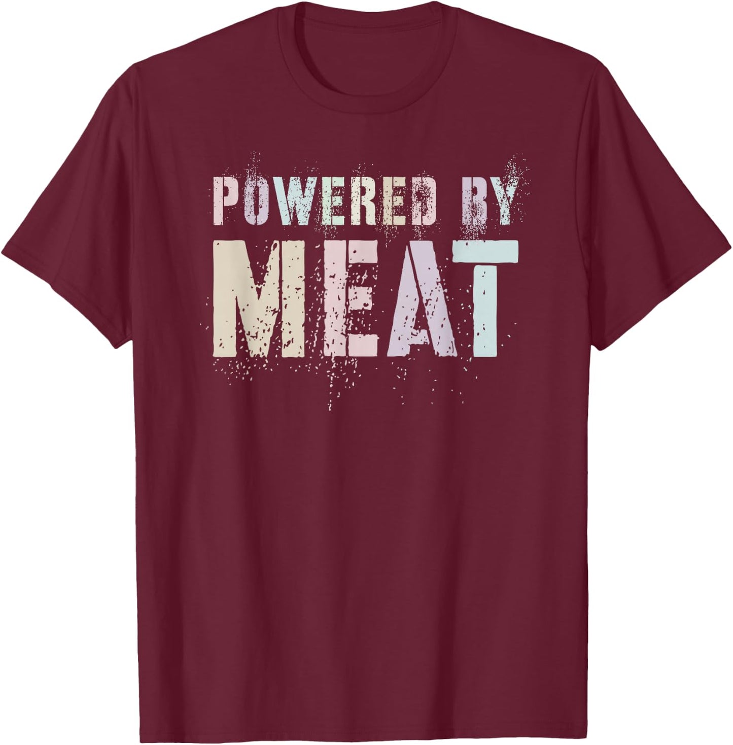 Vintage Grilling POWERED BY MEAT Carnivore Patio Master T-Shirt - T-Shirt | Maroon