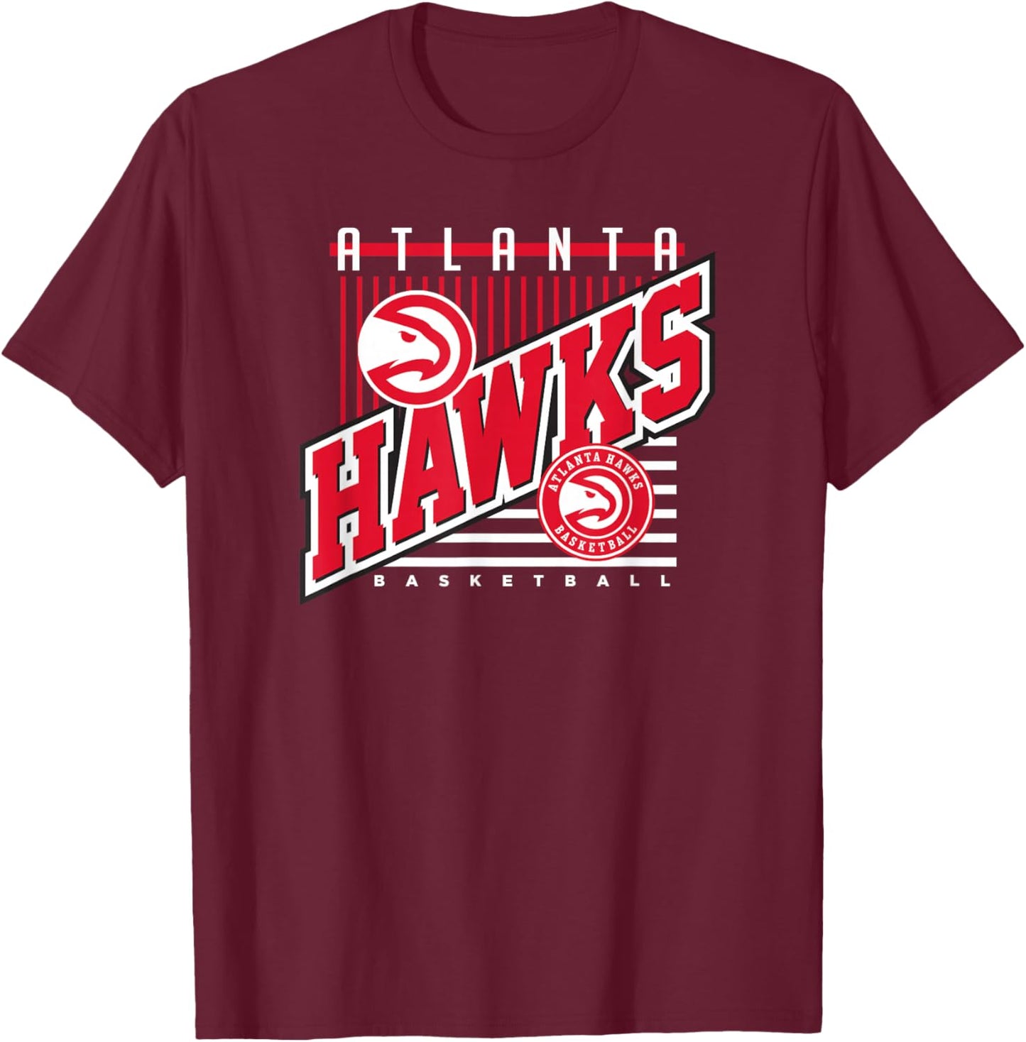 Atlanta Hawks NBA Rise Above - Men's Black Small Short Sleeve Classic Letter Print T-Shirt - T-Shirt | Maroon