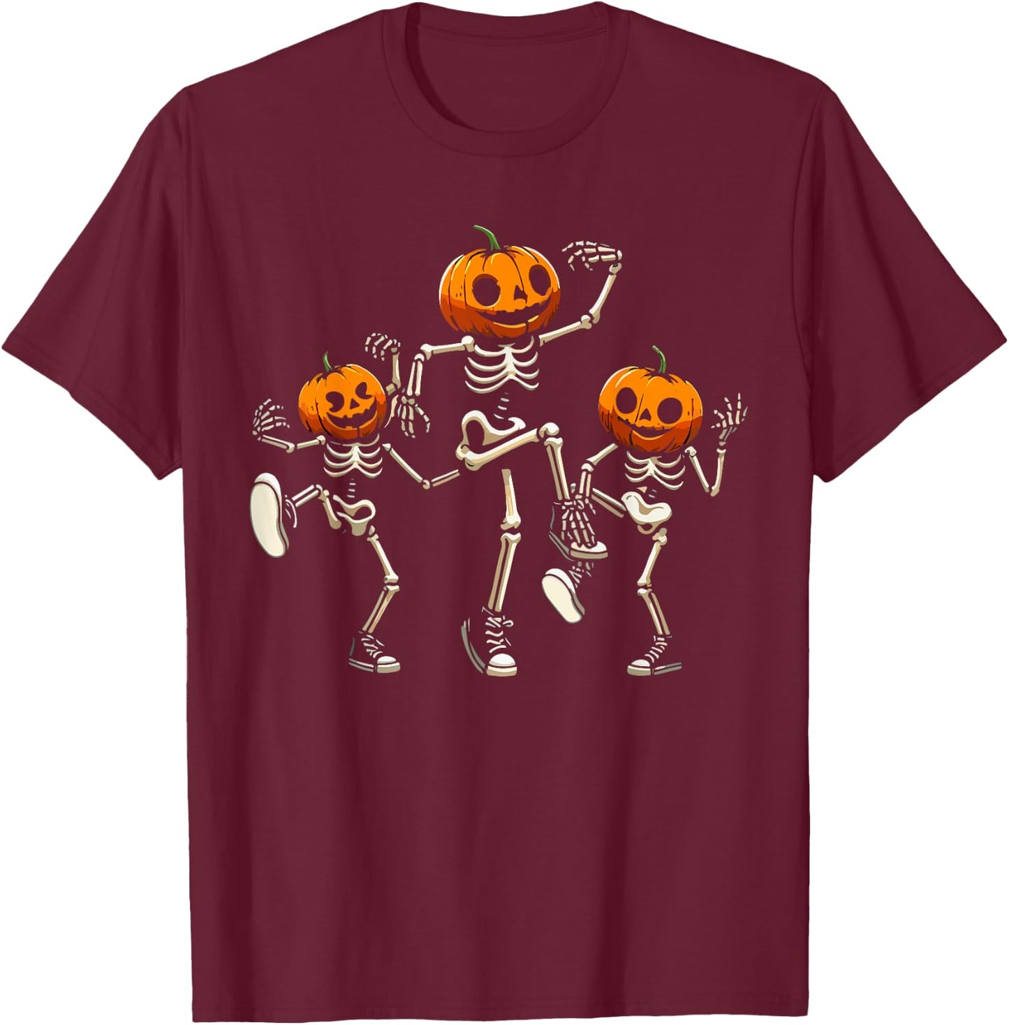 Dancing Skeleton Pumpkin Head Halloween Costume Women Men T-Shirt - T-Shirt | Maroon