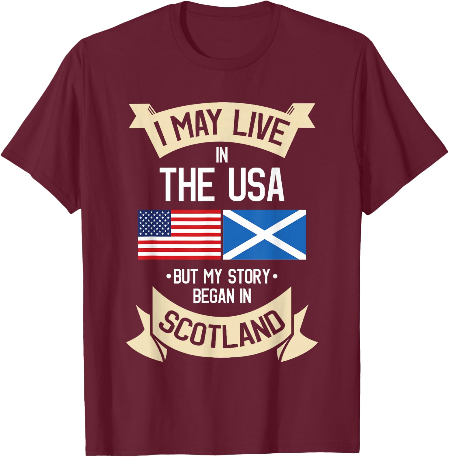 Scotland American Flag USA Scottish Roots Gifts T-Shirt - T-Shirt | Maroon