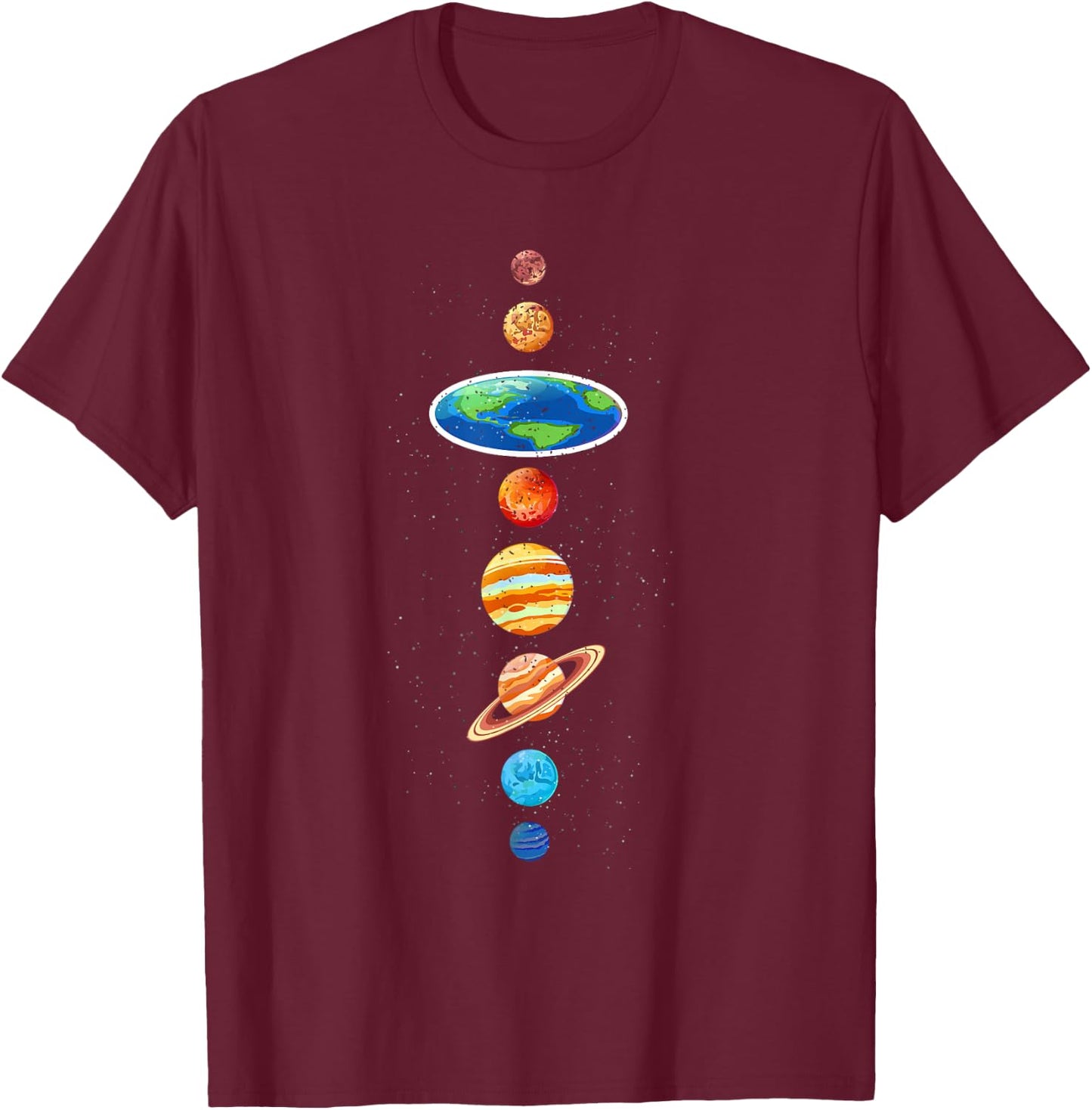 Flat Earth Conspiracy - Solar System Planets - Flat Earther T-Shirt - T-Shirt | Maroon