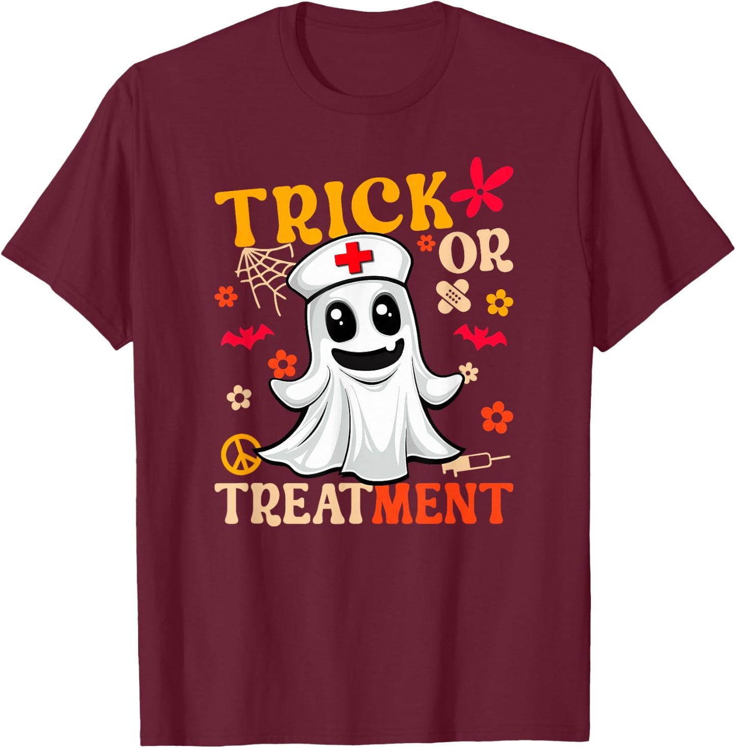 Trick or Treatment Nurse T-Shirt - T-Shirt | Maroon