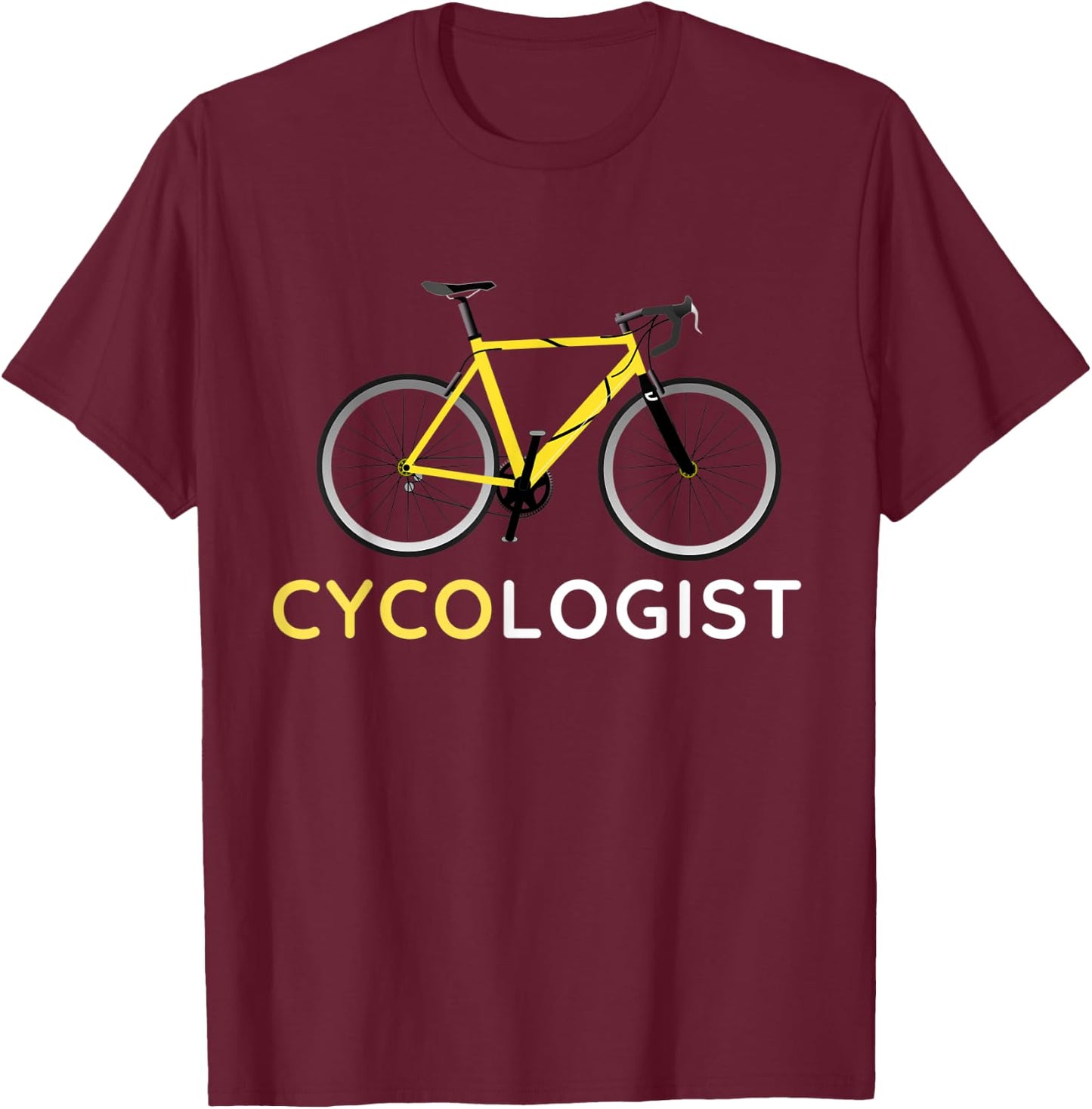 Cycologist Shirt Cycling Bicycle Cyclist Road Bike Yellow T-Shirt - T-Shirt | Maroon