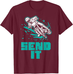 Send It Dirt Bike Motocross Motorcycle Biker Men Women Kids T-Shirt - T-Shirt | Maroon
