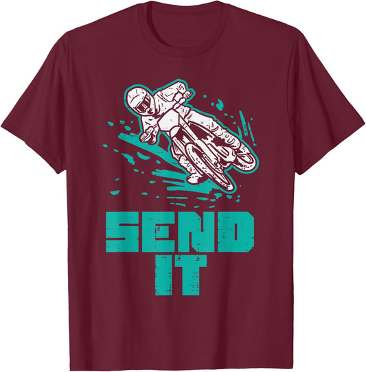 Send It Dirt Bike Motocross Motorcycle Biker Men Women Kids T-Shirt - T-Shirt | Maroon