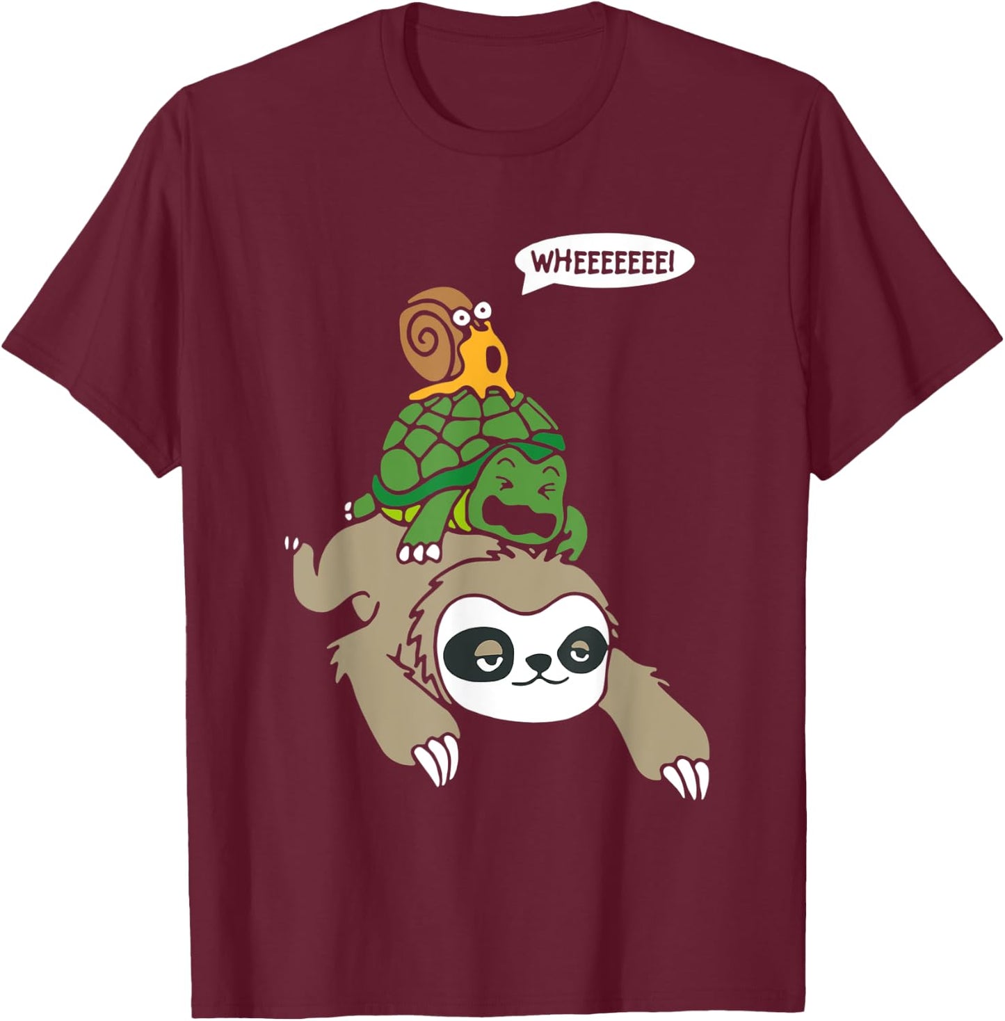 Cool Sloth, Turtle and Snail Running Team T-Shirt - T-Shirt | Maroon