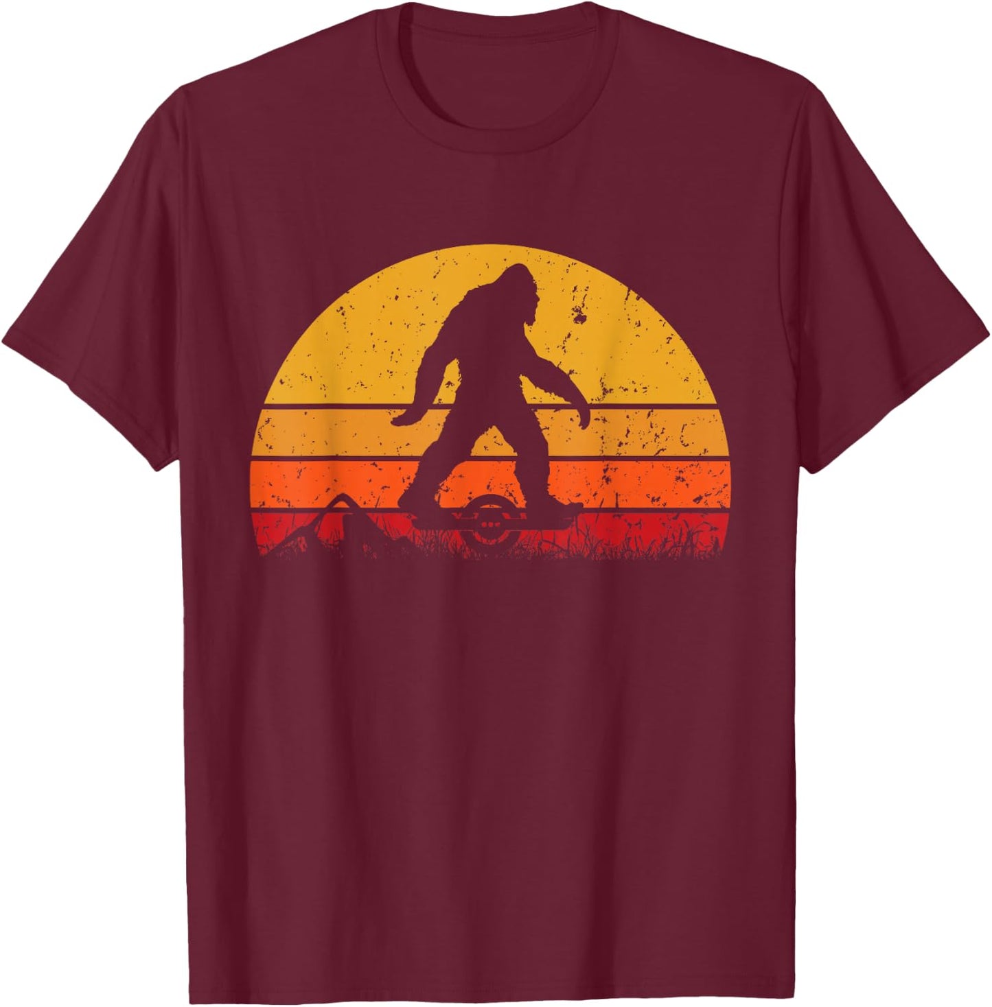 Bigfoot One Wheel Float Electric Skateboard Owner Hoverboard T-Shirt - T-Shirt | Maroon
