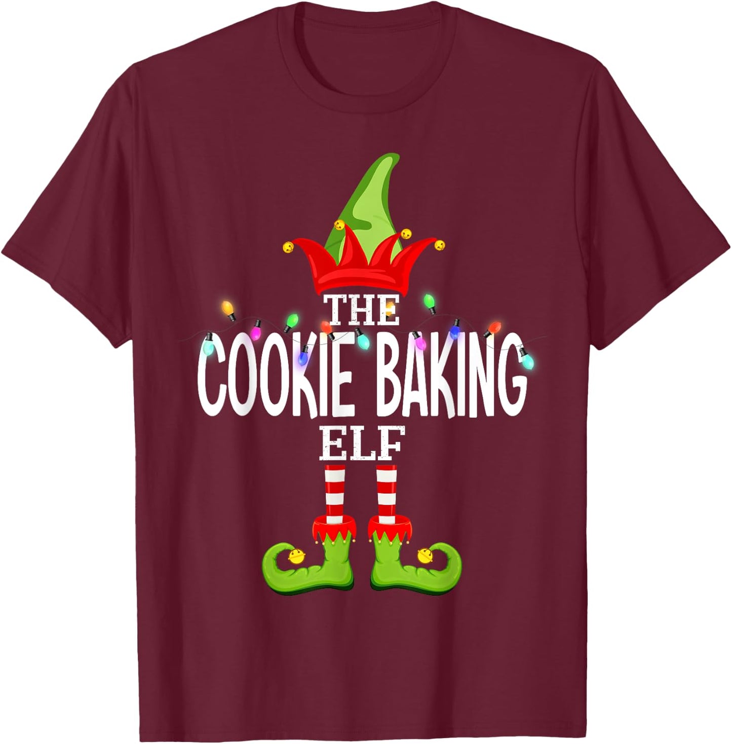 The Cookie Baking Elf Christmas Matching Pajamas T-Shirt - T-Shirt | Maroon
