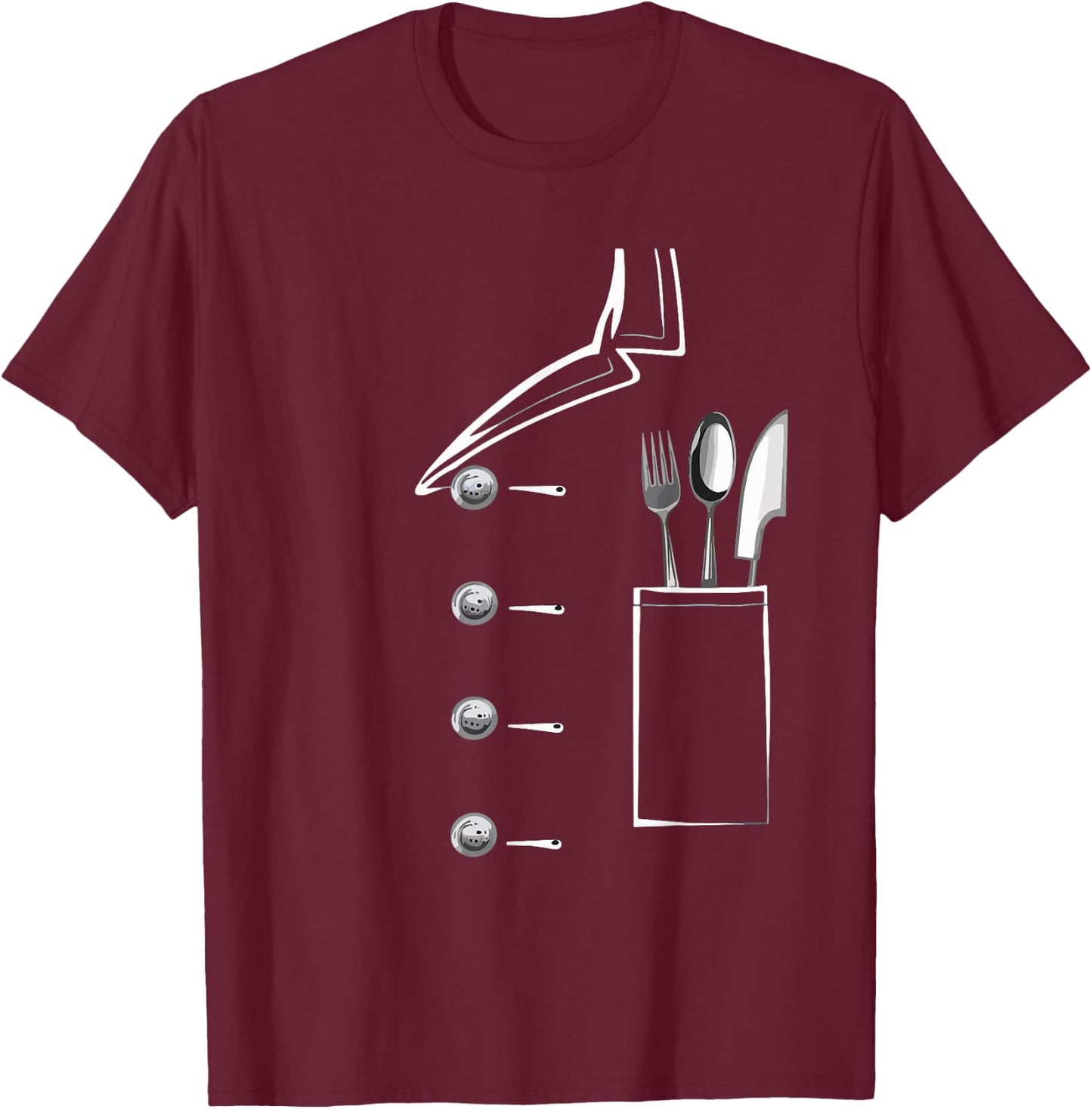 Chef Jacket Uniform Cooking Cook Funny Chef Culinary Kitchen T-Shirt - T-Shirt | Maroon