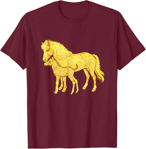 Horses Motif Horse Elegant Mane Animals colorful Horses T-Shirt - T-Shirt | Maroon