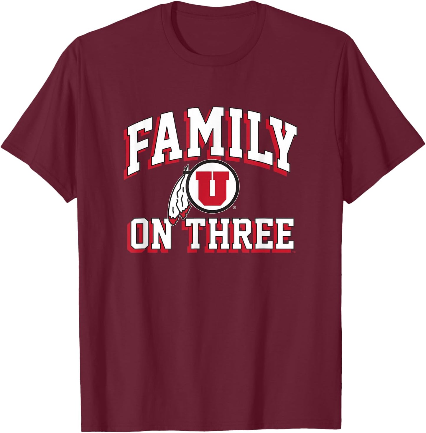 University of Utah Utes Family on Three T-Shirt - T-Shirt | Maroon