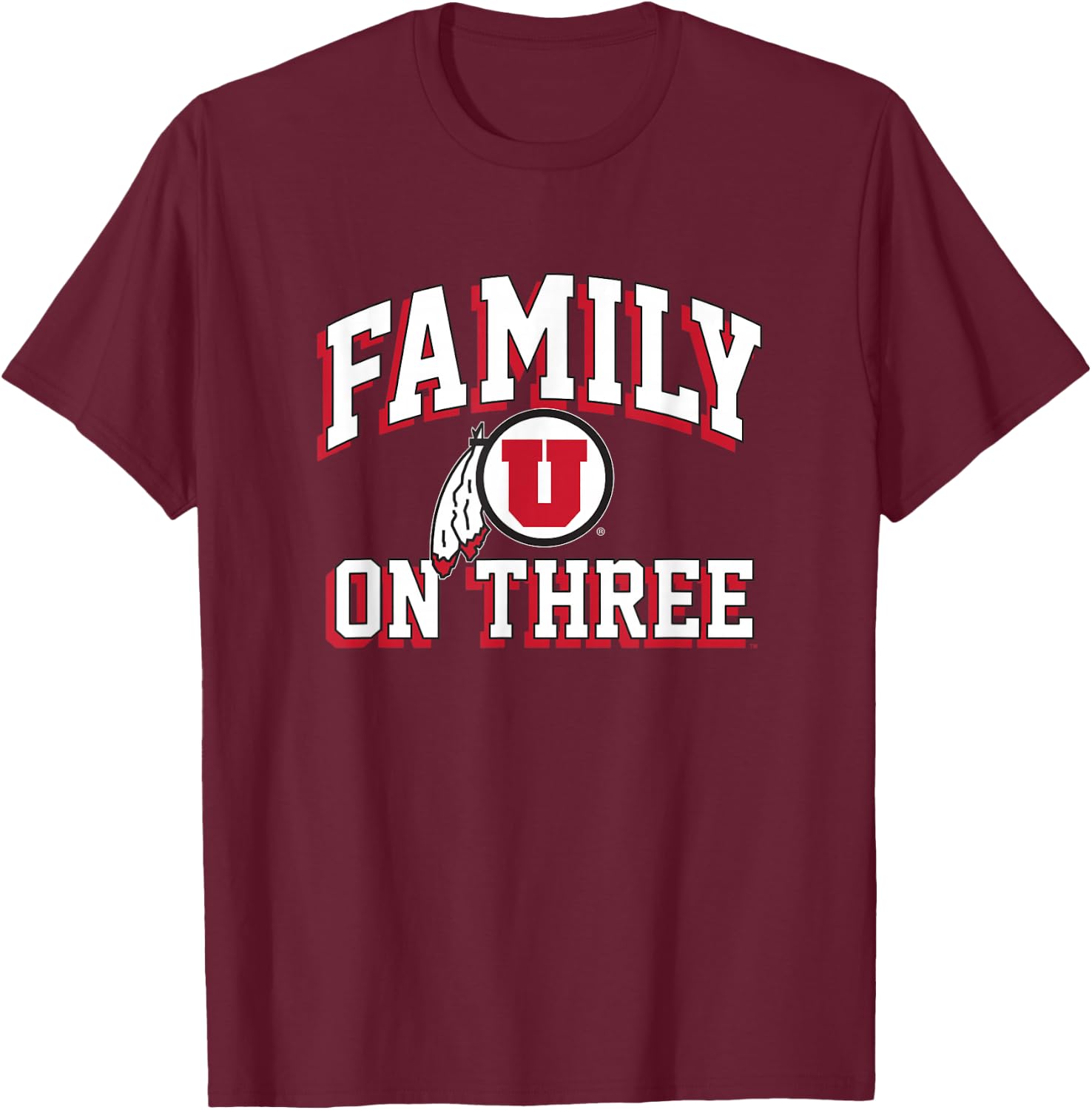 University of Utah Utes Family on Three T-Shirt - T-Shirt | Maroon