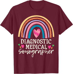 Medical Sonographer Rainbow Sonography Technician T-Shirt - T-Shirt | Maroon