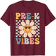 Pre-K Vibes - Pre Kindergarten Team Retro 1st Day of School T-Shirt - T-Shirt | Maroon