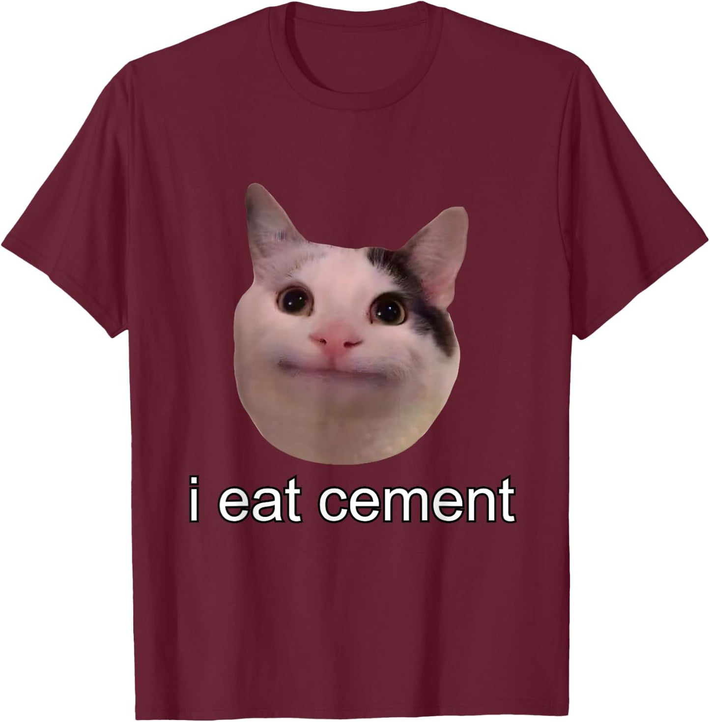 I Eat Cement Cursed Cat Funny Oddly Specific Meme T-Shirt - T-Shirt | Maroon