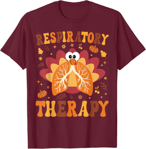 Thanksgiving Respiratory Therapy Therapist Fall Autumn Lung T-Shirt - T-Shirt | Maroon