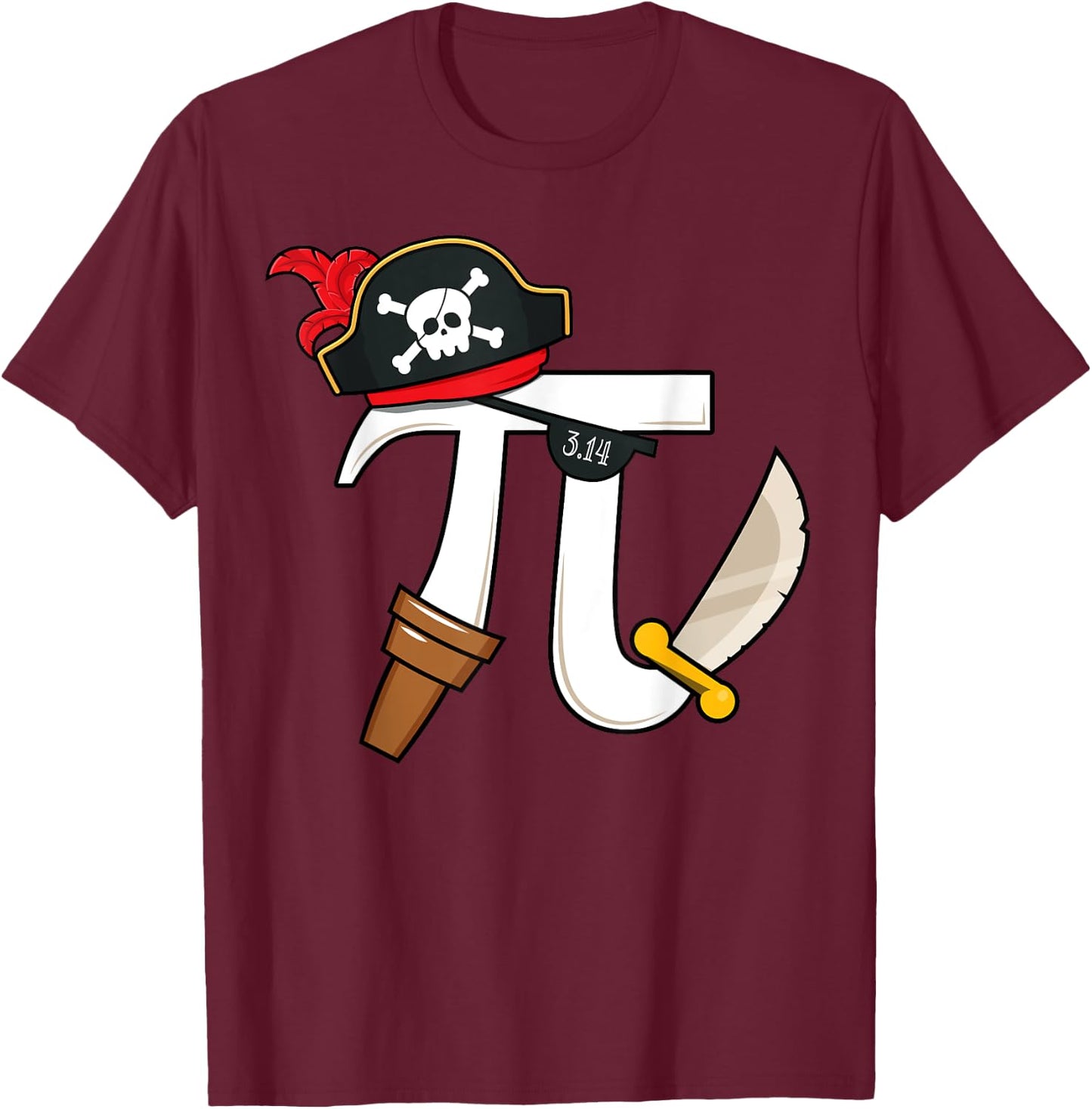 Funny Pi Rate Pirate Pi Day Boys Girls Science Math Teacher T-Shirt - T-Shirt | Maroon