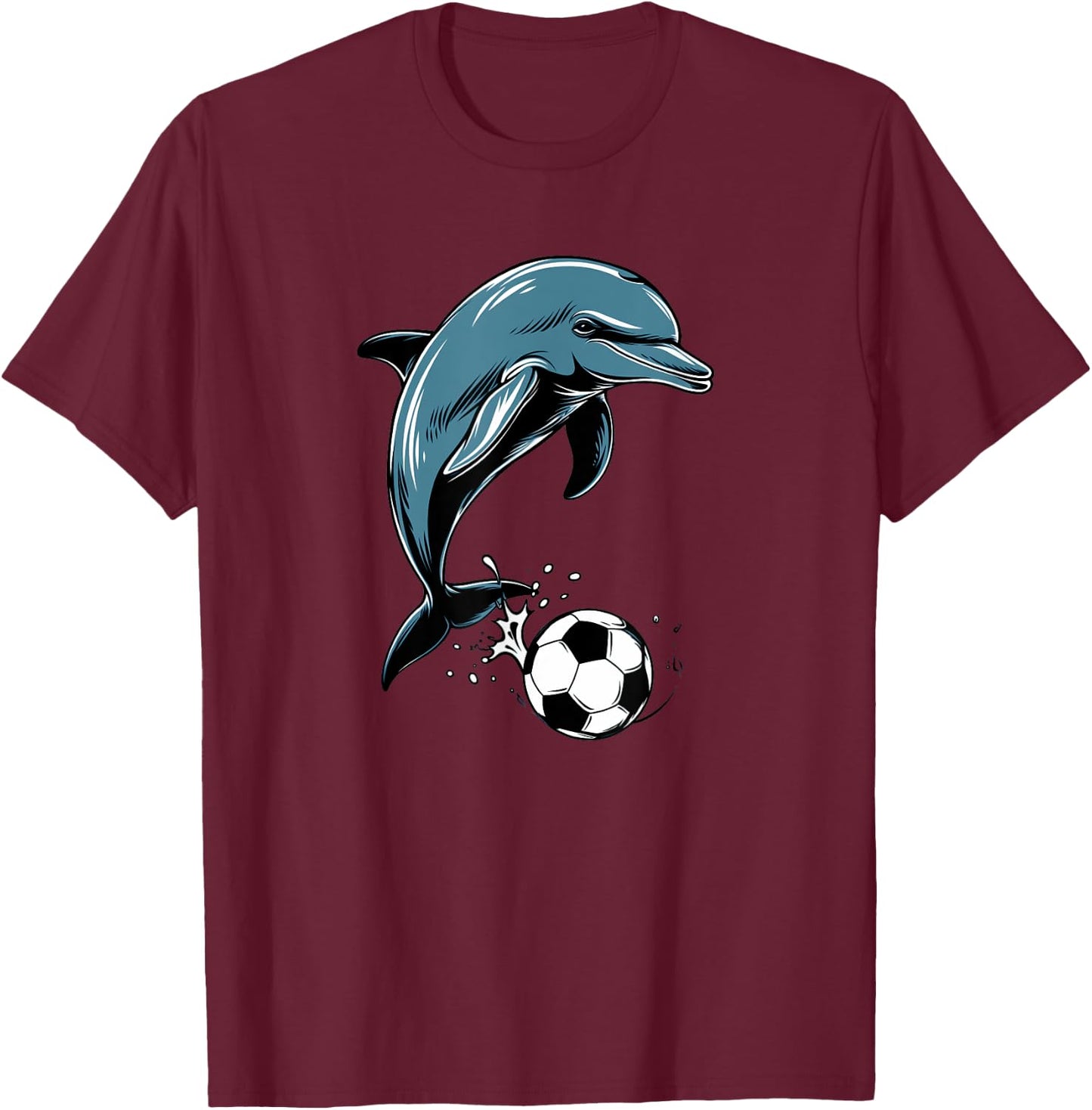 Cute Dolphin Playing Soccer - Cute Orca Playing Soccer T-Shirt - T-Shirt | Maroon