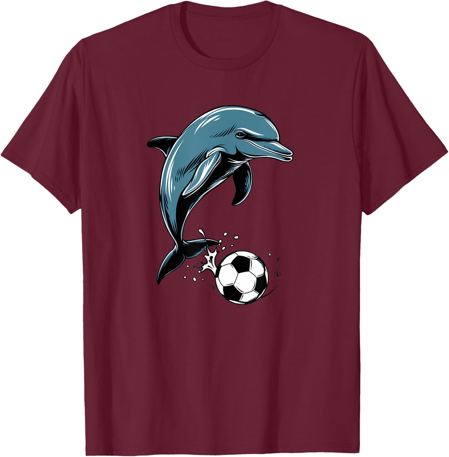 Cute Dolphin Playing Soccer - Cute Orca Playing Soccer T-Shirt - T-Shirt | Maroon
