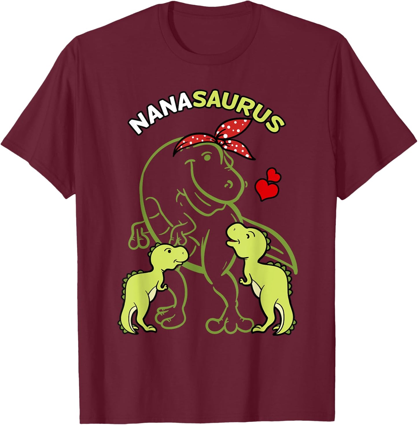 Nanasaurus Nana 2 Kids Dinosaur Mother's Day T-Shirt - T-Shirt | Maroon