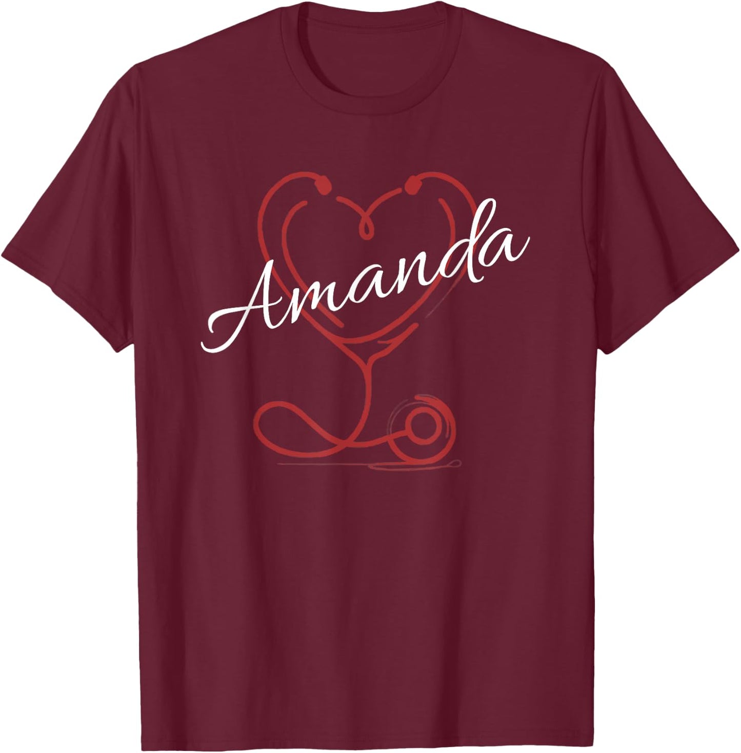 AMANDA Nurse Gift Cute Doctor Designer Personalized Nurse T-Shirt - T-Shirt | Maroon