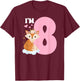8th Fox Birthday Party 8 Year Old Girl Foxes Birthday Fox T-Shirt - T-Shirt | Maroon