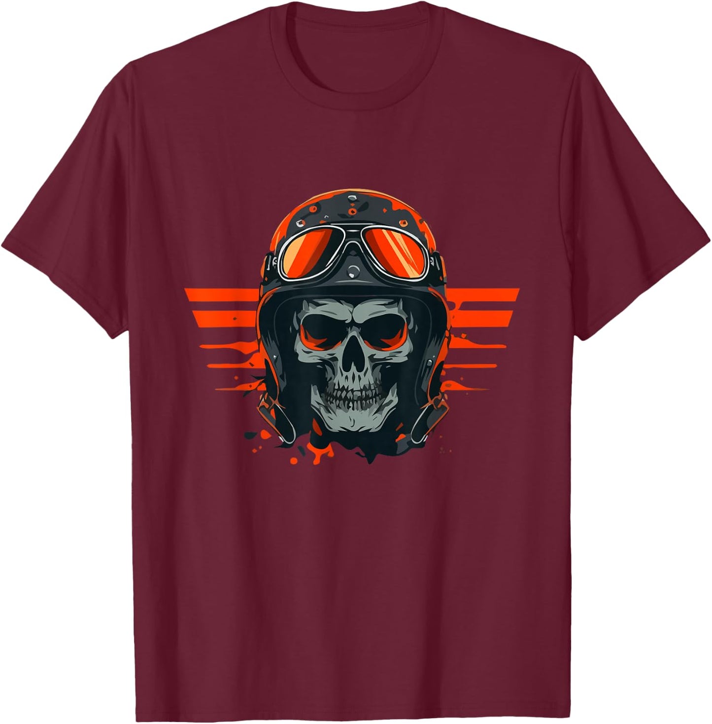 Skull Pilot Aviator with Helmet Vintage Skeleton Skull T-Shirt - T-Shirt | Maroon